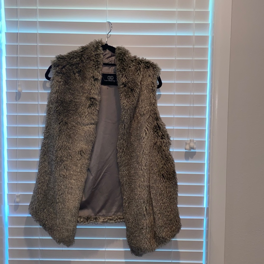 Grey faux fur vest